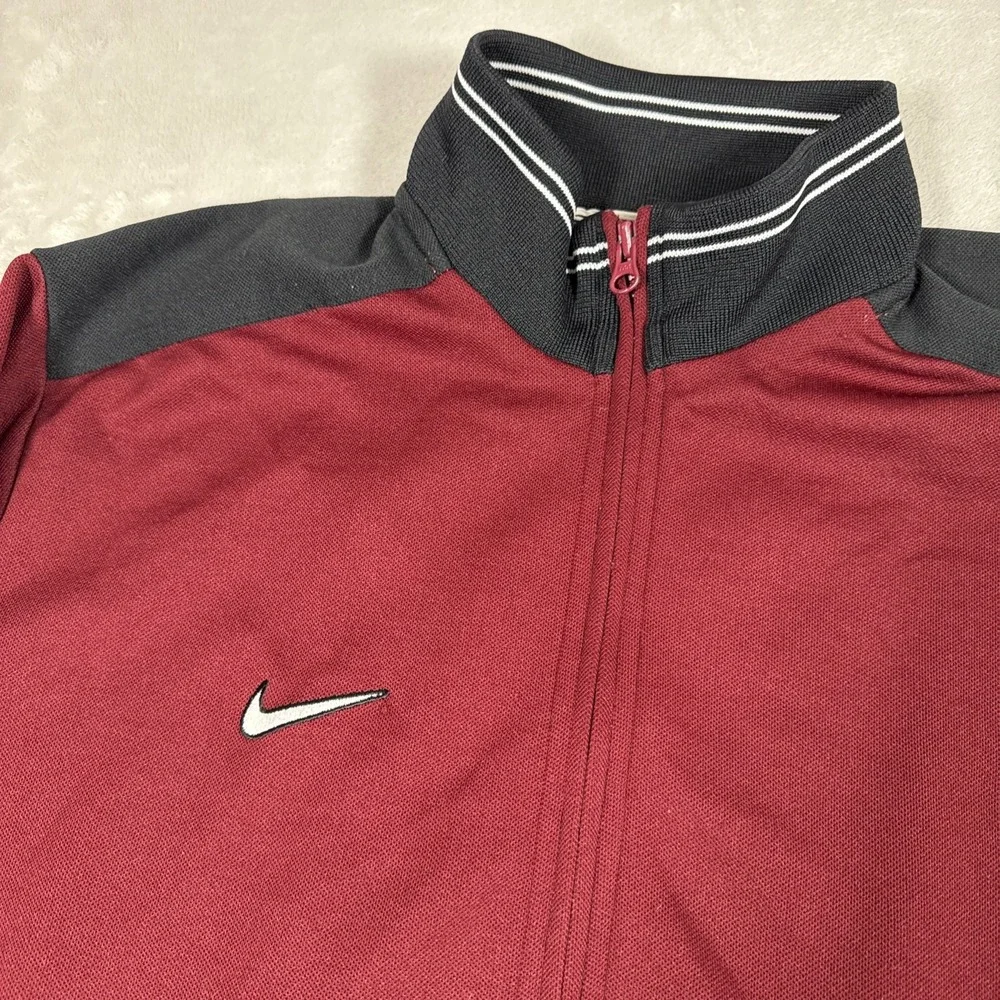 Vintage Y2k Nike Team Full Zip Embroidered Track Jacket Maroon Medium Tech